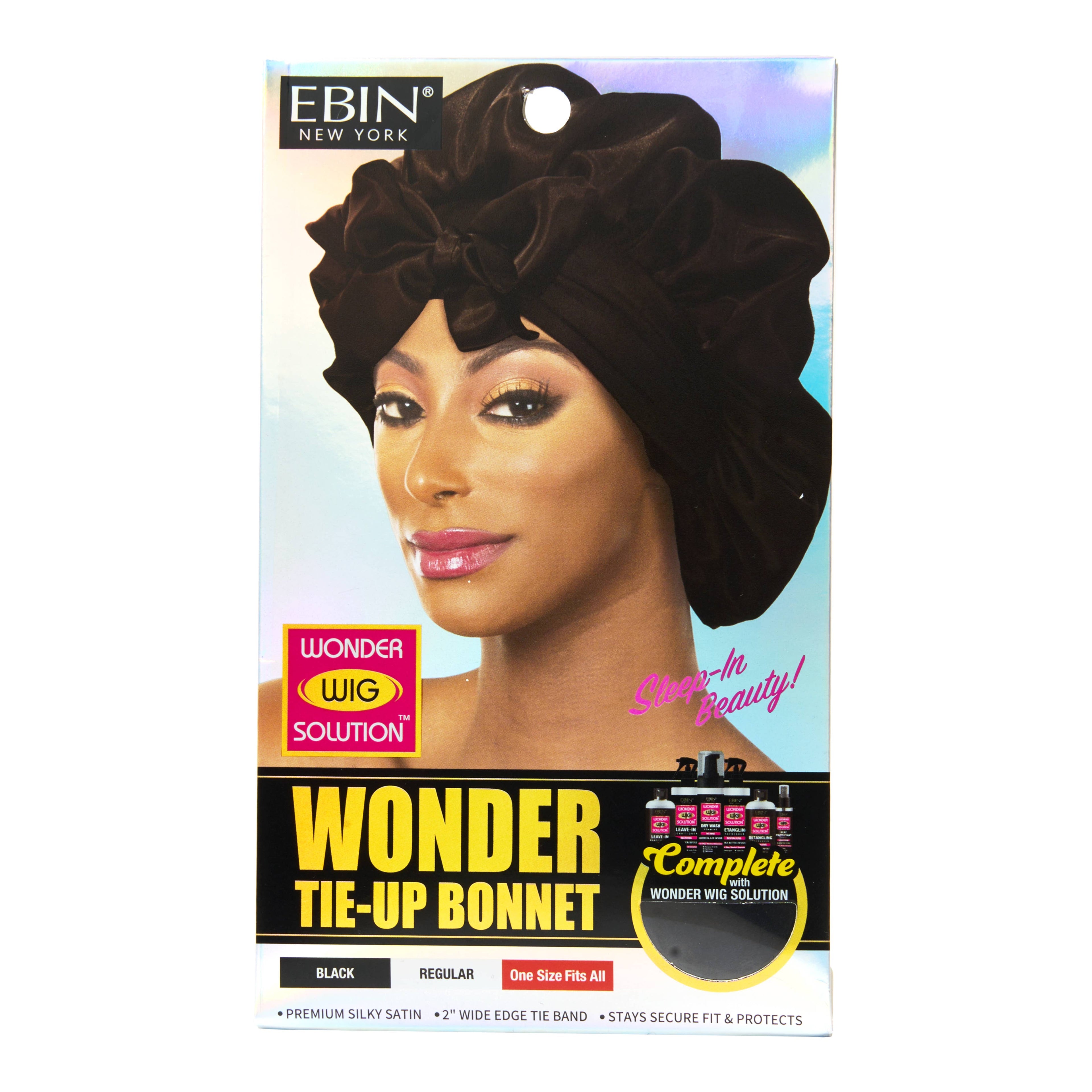 Wonder Wig Tie-Up Bonnet - Black