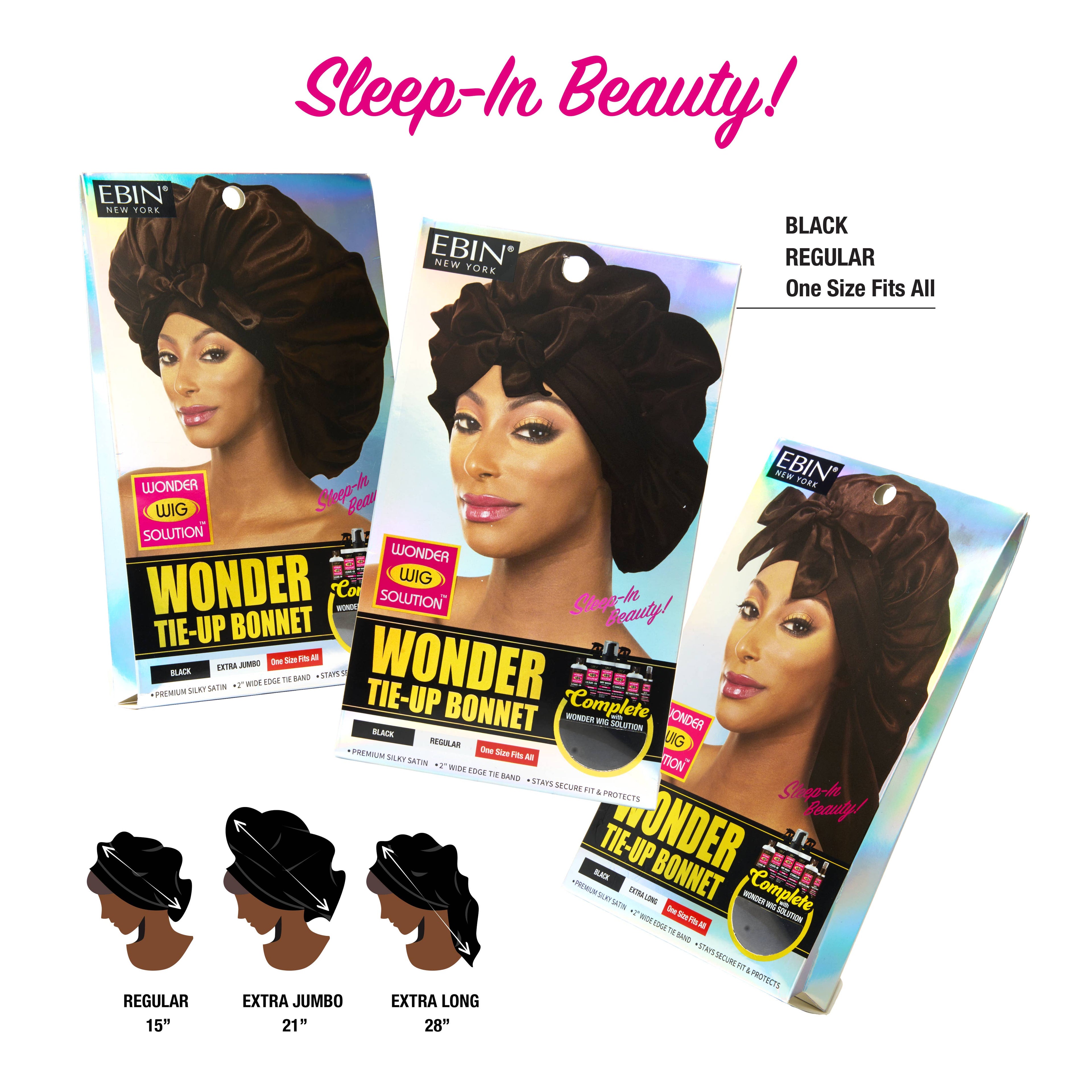 Wonder Wig Tie-Up Bonnet - Black